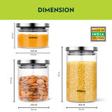 Borosil Classic Glass Jar Set with SS Lid