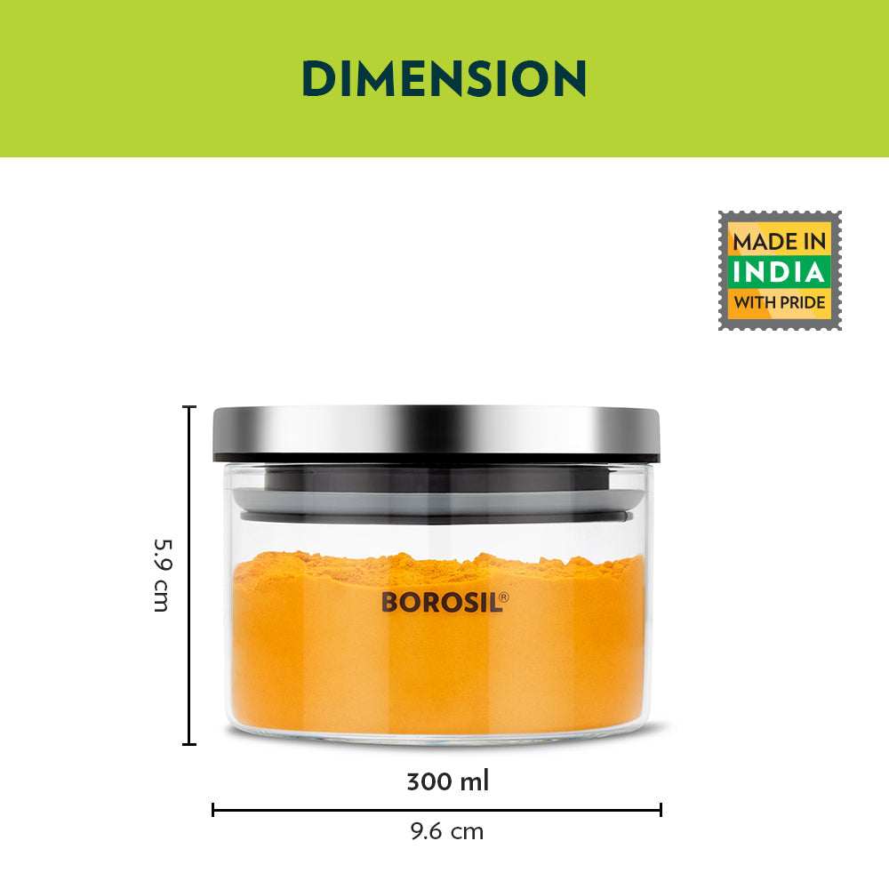 Borosil Classic Glass Jar Set with SS Lid