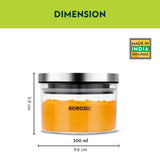 Borosil Classic Glass Jar Set with SS Lid