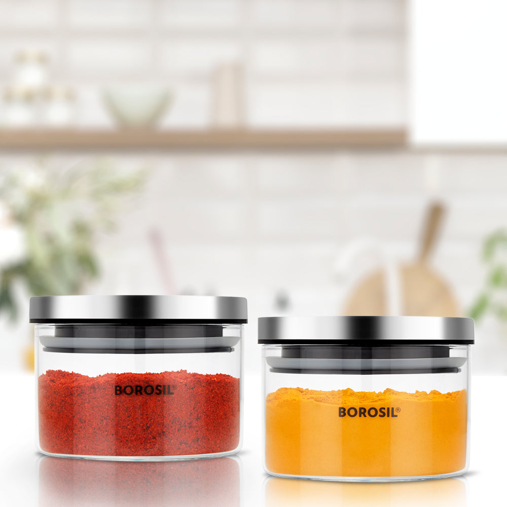 Borosil Classic Glass Jar Set with SS Lid