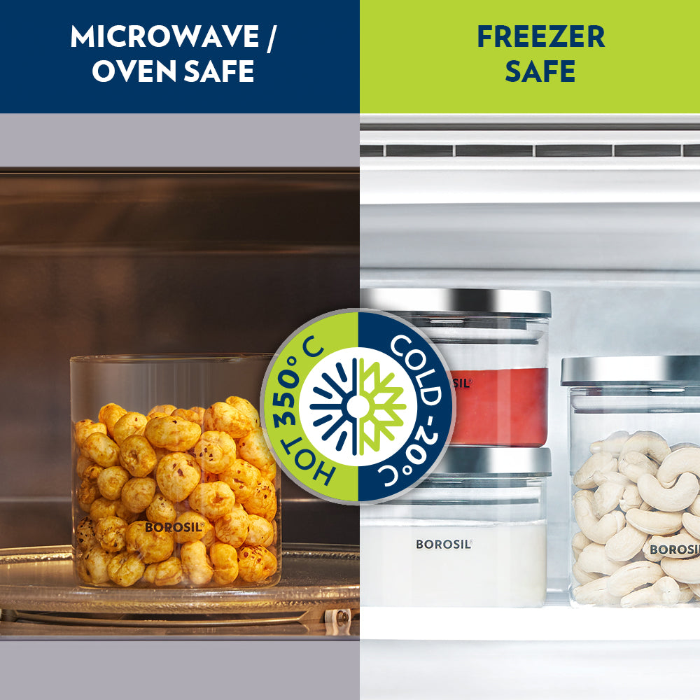 Borosil Classic Glass Jar Set with SS Lid