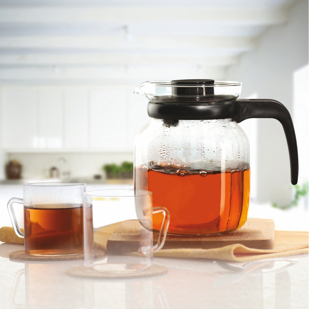 Borosil Classic Tea Set, Mini Set of 2, 0.65L Carafe + 2 Mugs
