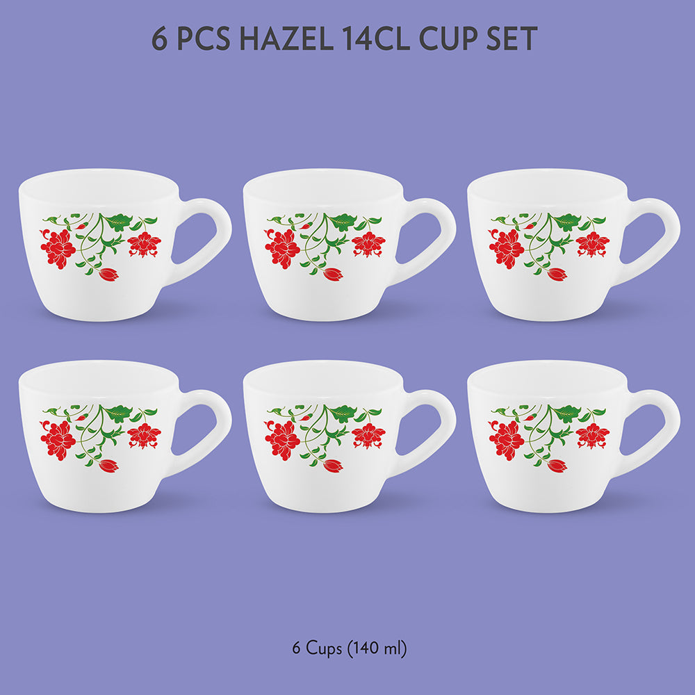 Borosil Larah Opal ware Hazel Cup of 6, 140ml