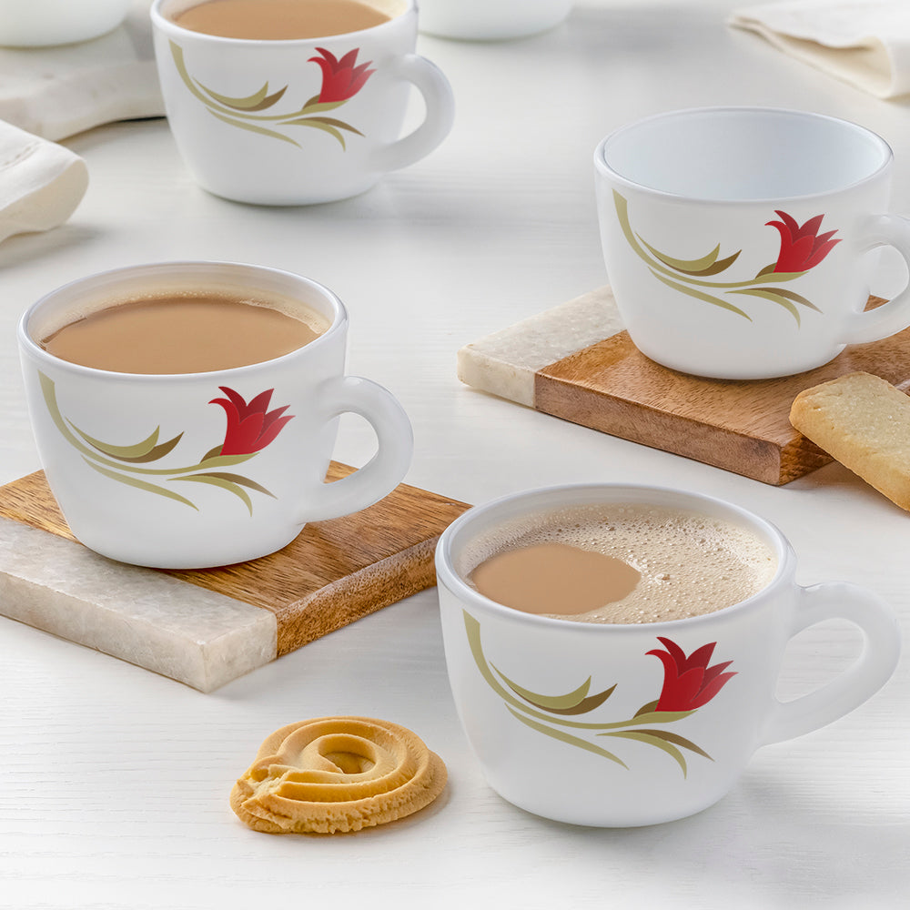 Borosil Larah Red Lily Cup Set