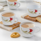 Borosil Larah Red Lily Cup Set