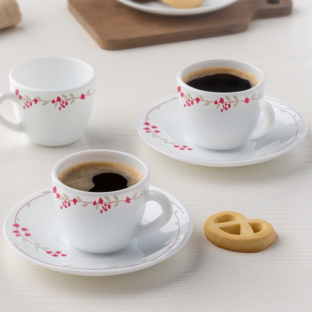Borosil Larah Verona Cup n Saucer Set of 12, 140ml