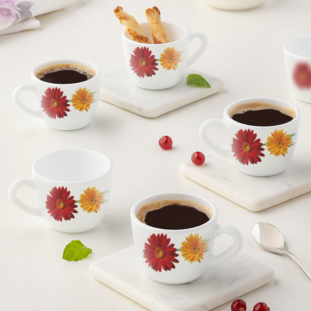 Borosil Larah Zinnia Cup Set  of 6, 140ml