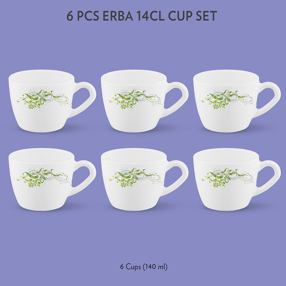 Borosil Larah Erba Cup Set of 6, 140ml