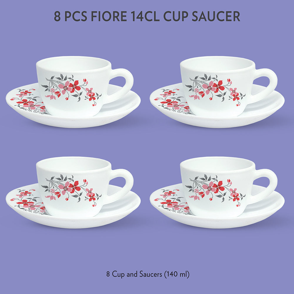 Borosil Larah Fiore Cup n Saucer Set of 12, 140ml