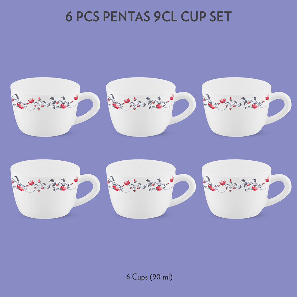 Borosil Larah Pentas Cup Set of 6, 140ml