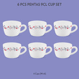 Borosil Larah Pentas Cup Set of 6, 140ml
