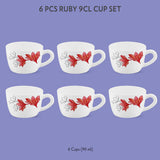 Borosil Larah Ruby Cup Set of 6, 90ml