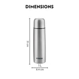 Borosil Thermo Flask Double Wall Bottle, Black 1L