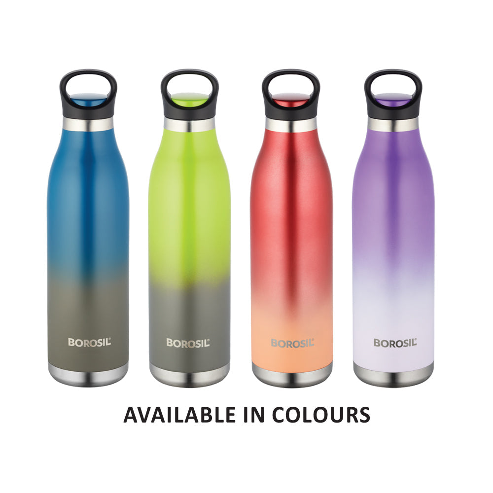 Borosil Colour Crush Double Wall Bottle, Violet 700ML