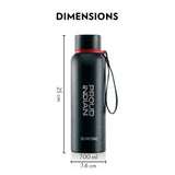 Borosil Trek Pride Proud Indian Double Wall Bottle, Black 700ML
