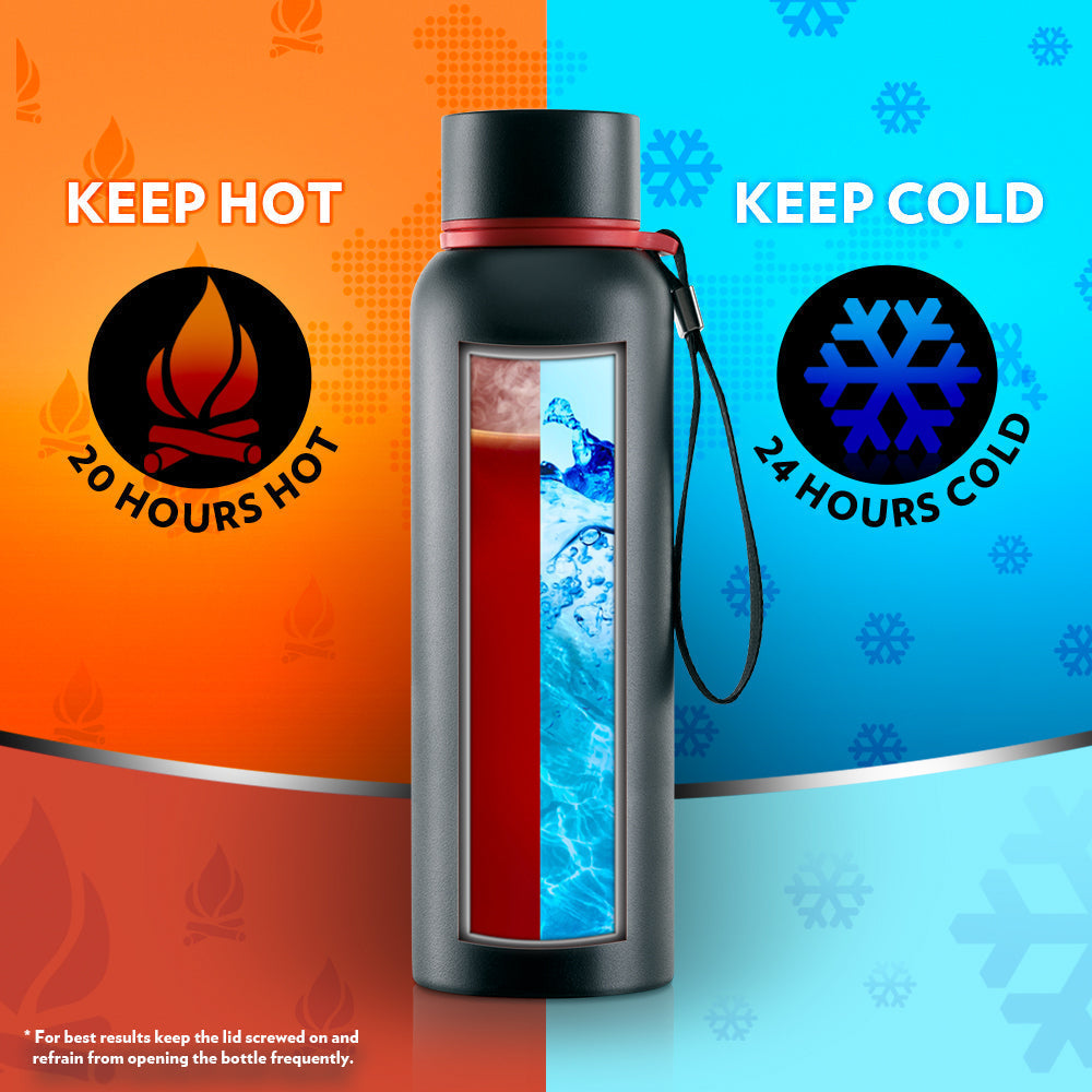Borosil Trek Pride Proud Indian Double Wall Bottle, Black 700ML