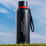 Borosil Trek Pride Satyameva Jayate Double Wall Bottle, Black 700ML