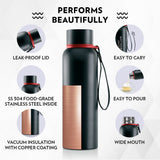 Borosil Trek Pride Satyameva Jayate Double Wall Bottle, Black 700ML