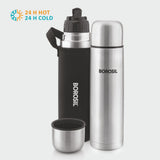 Borosil Thermo Flask Double Wall Bottle, Black 1L