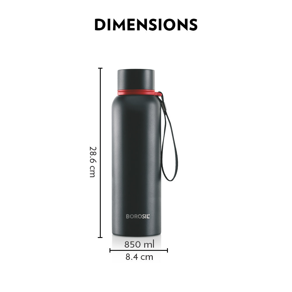 Borosil Trek Double Wall Bottle, Black