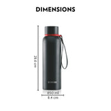 Borosil Trek Double Wall Bottle, Black