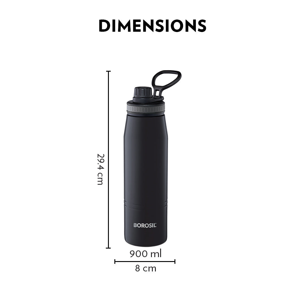 Borosil Gosport Double Wall Bottle, Black