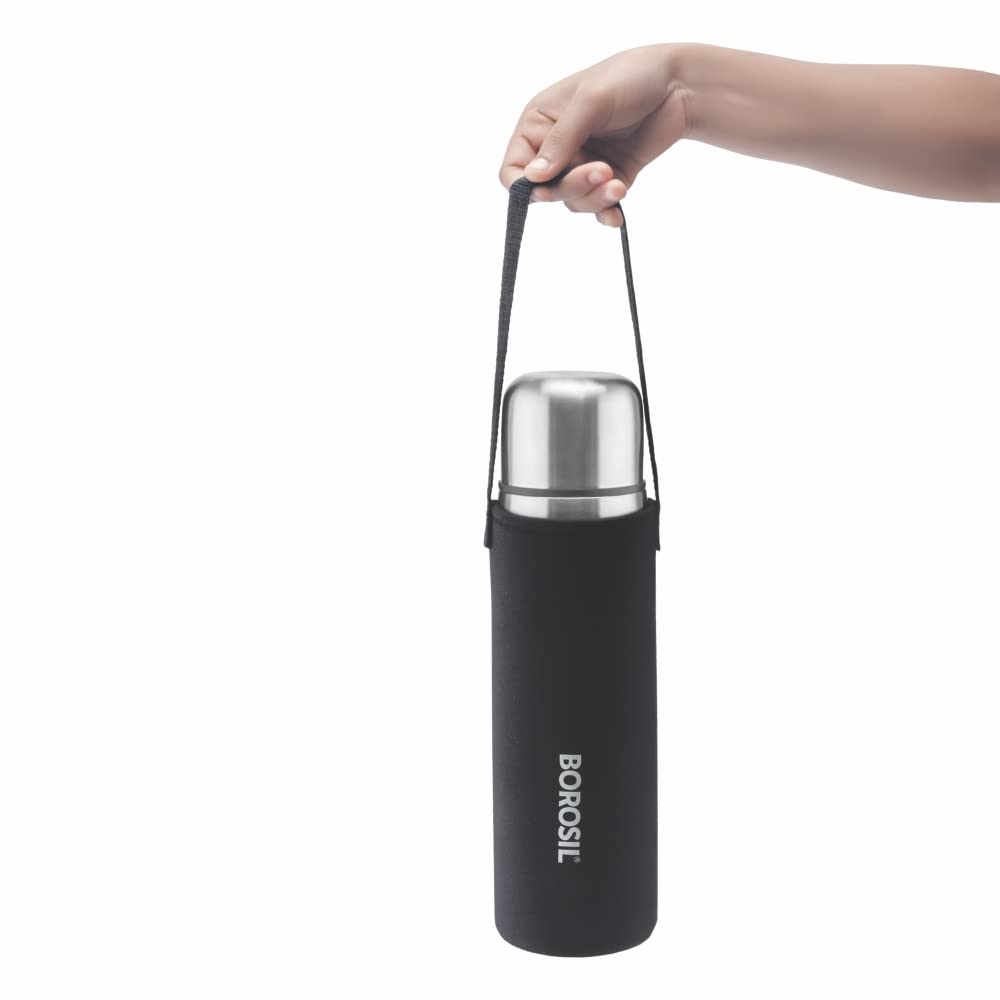 Borosil Thermo Flask Double Wall Bottle, Black 1L