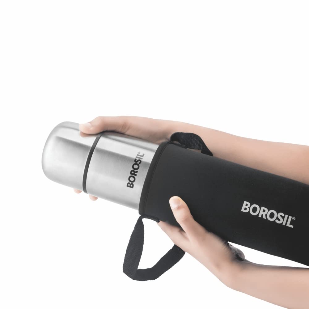 Borosil Thermo Flask Double Wall Bottle, Black 1L