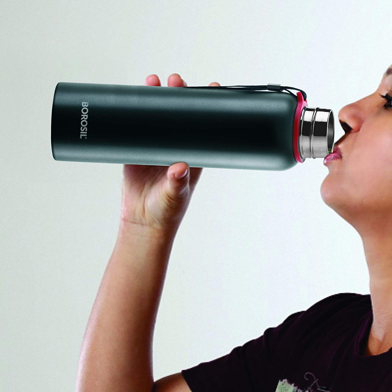 Borosil Trek Double Wall Bottle, Black