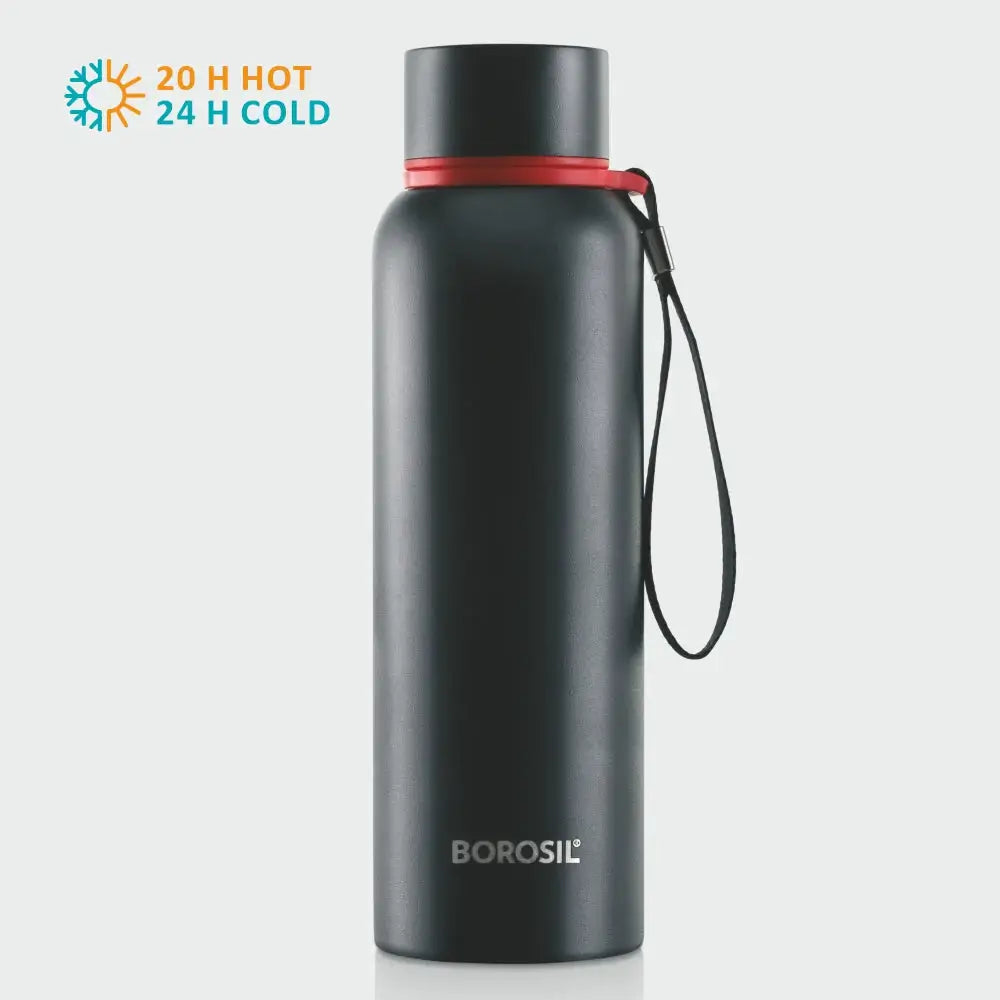 Borosil Trek Double Wall Bottle, Black