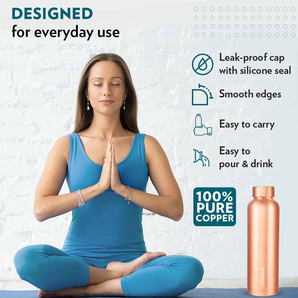 Borosil Eco Copper Bottle & Glass Set