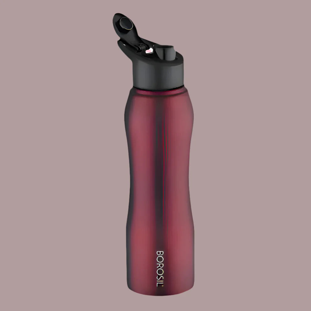 Borosil Grip n Sip Single Wall Bottle, Maroon
